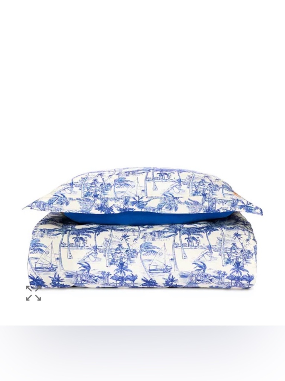 Coniglio Palm Beach Ecru Blue Toile Print Cotton Duvet Cover Set - Queen
